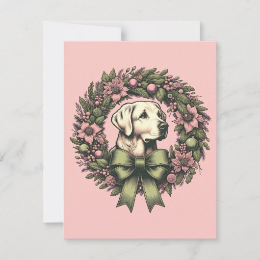 Aangepaste Kerst Gele Labrador Krans Kaart (Voorkant)