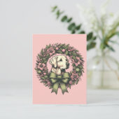 Aangepaste Kerst Gele Labrador Krans Kaart (Staand voorkant)