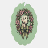 Aangepaste Kerst Gele Labrador Krans Ornament Kaart (Rechts)