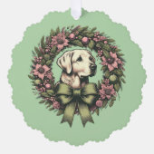 Aangepaste Kerst Gele Labrador Krans Ornament Kaart (Voorkant)