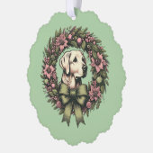 Aangepaste Kerst Gele Labrador Krans Ornament Kaart (Links)