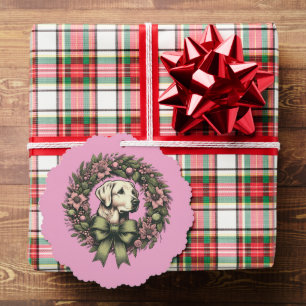 Aangepaste Kerst Gele Labrador Krans Ornament Kaart