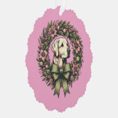 Aangepaste Kerst Gele Labrador Krans Ornament Kaart (Rechts)