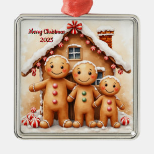 Aangepaste Kerst Gingerbread Familie Metalen Ornament