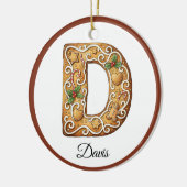 Aangepaste Kerst Gingerbread Letter D Monogram Keramisch Ornament (Links)