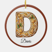 Aangepaste Kerst Gingerbread Letter D Monogram Keramisch Ornament (Achterkant)
