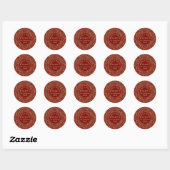 Aangepaste kerst gouden krullen op rode patroon - ronde sticker (Vel)