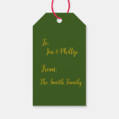 Aangepaste kerst groen, goud, rood feestelijk gesc cadeaulabel (Achterkant)