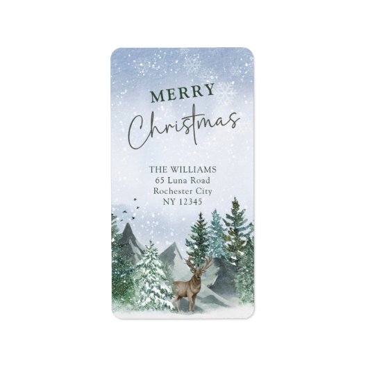 Aangepaste Kerst Groene Waterverf Retouradres Etiket (Voorkant)