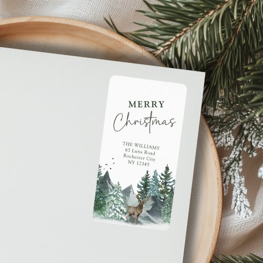 Aangepaste Kerst Groene Waterverf Retouradres Etiket