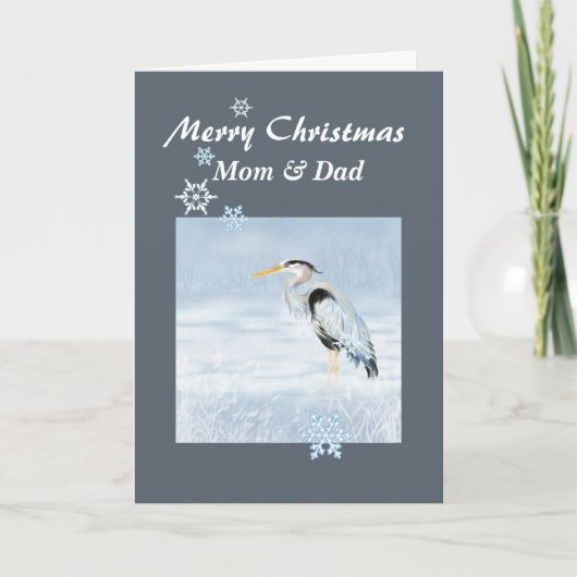Aangepaste Kerst Grote Blauwe Heron Vogel Schrift Feestdagen Kaart (Voorkant)