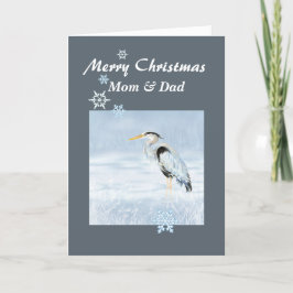Aangepaste Kerst Grote Blauwe Heron Vogel Schrift Feestdagen Kaart