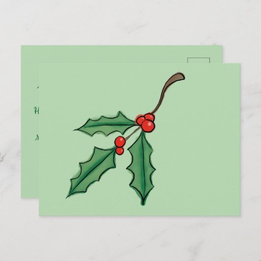 Aangepaste kerst Holly Briefkaarten (Voorkant / Achterkant)