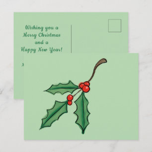 Aangepaste kerst hulst ansichtkaarten briefkaart