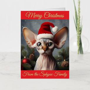 Aangepaste Kerst Kaart Elf Sphynx Cat Santa