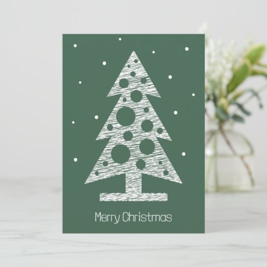 Aangepaste Kerst Kaart met Abstracte Lijn Kunstboo (Staand voorkant)