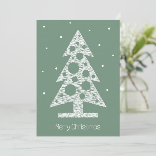 Aangepaste Kerst Kaart met Abstracte Lijn Kunstboo (Staand voorkant)