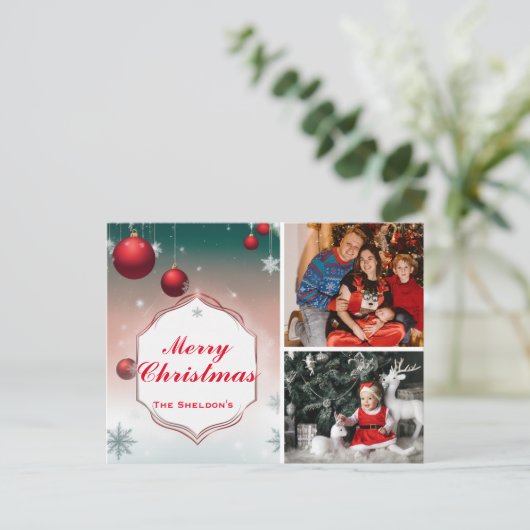 Aangepaste kerst Kaarten, gepersonaliseerde foto v Briefkaart (Staand voorkant)