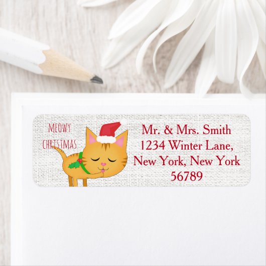 Aangepaste kerst kat retour adres labels (Insitu)