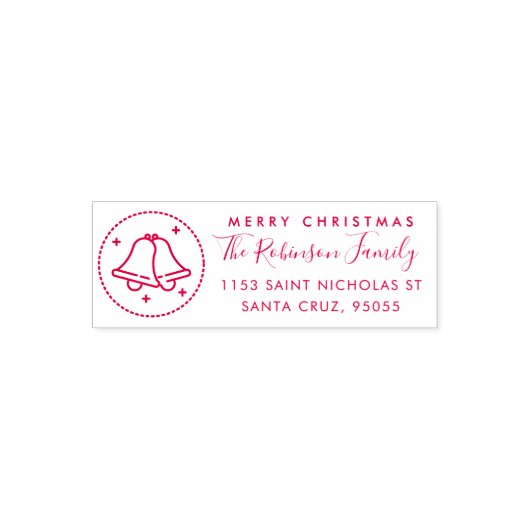 Aangepaste kerst klokken familienaam retouradres  zelfinktende stempel (Design)