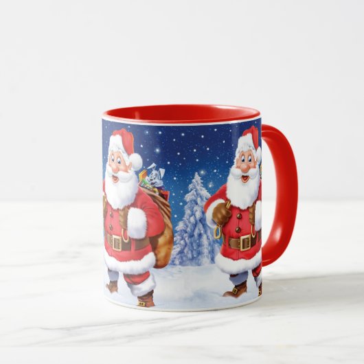 Aangepaste kerst koffie mok, Jolly Santas. Mok (Voorkant rechts)