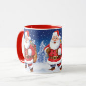 Aangepaste kerst koffie mok, Jolly Santas. Mok (Voorkant links)