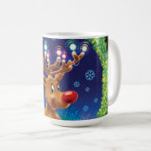 Aangepaste Kerst koffie mok, Rudolph & lichten Koffiemok (Voorkant rechts)