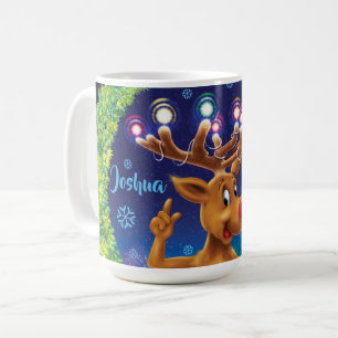 Aangepaste Kerst koffie mok, Rudolph & lichten Koffiemok
