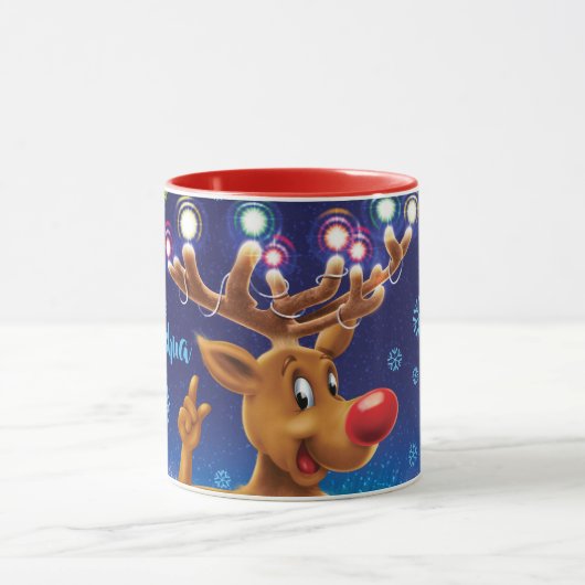 Aangepaste Kerst koffie mok, Rudolph & lichten Mok