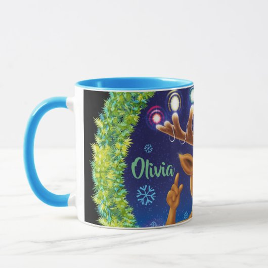 Aangepaste Kerst koffie mok, Rudolph & lichten Mok (Links)