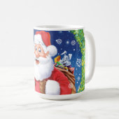 Aangepaste kerst koffie mok, Santa en speelgoed za Koffiemok (Voorkant rechts)