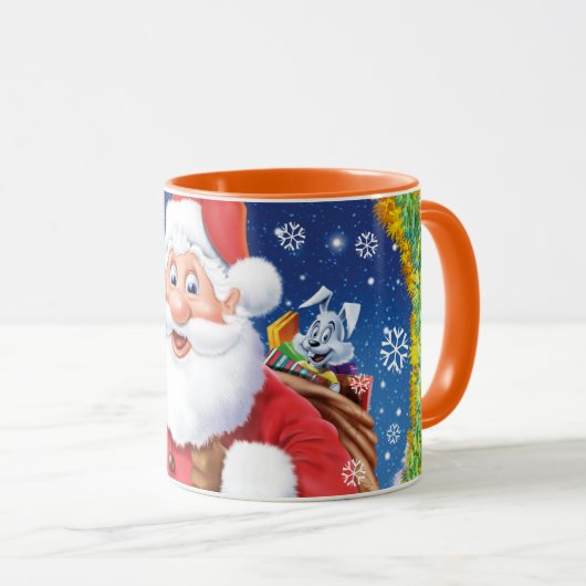 Aangepaste kerst koffie mok, Santa en speelgoed za Mok (Voorkant rechts)