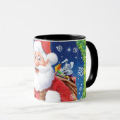 Aangepaste kerst koffie mok, Santa en speelgoed za Mok (Voorkant rechts)