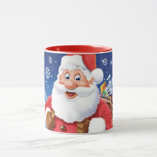 Aangepaste kerst koffie mok, Santa en speelgoed za Mok (Midden)
