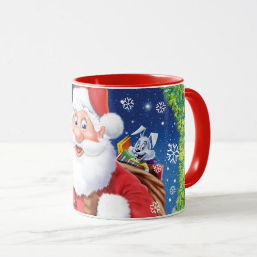 Aangepaste kerst koffie mok, Santa en speelgoed za Mok (Voorkant rechts)
