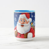 Aangepaste kerst koffie mok, Santa en speelgoed za Tweekleurige Koffiemok (Center)