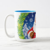 Aangepaste kerst koffie mok, Santa en speelgoed za Tweekleurige Koffiemok (Links)
