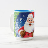 Aangepaste kerst koffie mok, Santa en speelgoed za Tweekleurige Koffiemok (Voorkant links)