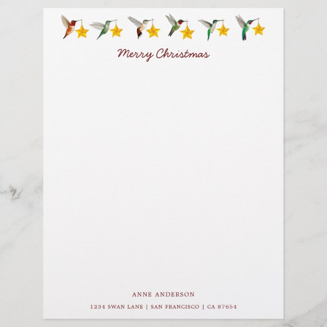 Aangepaste Kerst Kolibries Stationery Briefhoofd (Voorkant)
