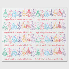 Aangepaste Kerst Krabbeling Modern Minimaal Leuk F Cadeaupapier