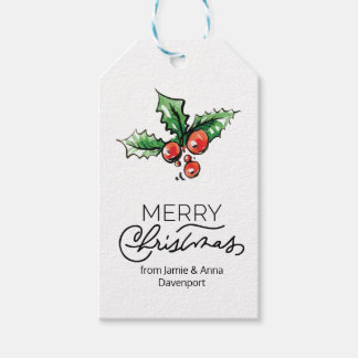 Aangepaste Kerst Label met Waterverf Elements Cadeaulabel