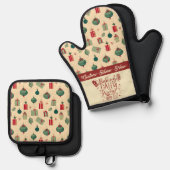 Aangepaste Kerst Leraar Gift Ovenwant & Pannenlap Set (Voorkant / Achterkant)