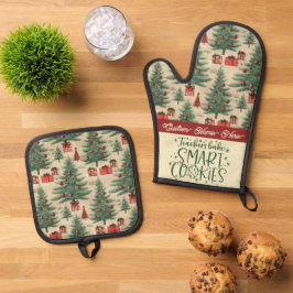 Aangepaste Kerst Leraar Gift Ovenwant & Pannenlap Set