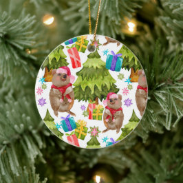 Aangepaste kerst met Quokka Keramisch Ornament