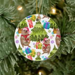 Aangepaste kerst met Quokka Keramisch Ornament