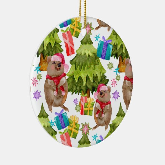 Aangepaste kerst met Quokka Keramisch Ornament (Rechts)