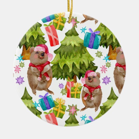Aangepaste kerst met Quokka Keramisch Ornament (Voorkant)