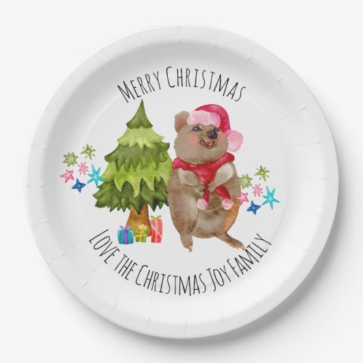 Aangepaste kerst met Quokka Papieren Bordje (Voorkant)
