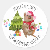 Aangepaste kerst met Quokka Ronde Sticker (Voorkant)