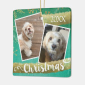 Aangepaste kerst met twee foto's keramisch ornament (Links)